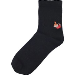 ムーミン　ゴムユッタリソックス リトルミイ刺繍 ブラック MNL553001BKの画像