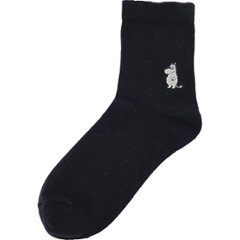 ムーミン　ゴムユッタリソックス ムーミン刺繍 ブラック MNL553004BKの画像
