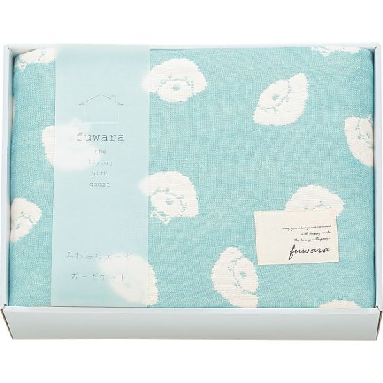 ふわら　六重織ガーゼハーフケット ブルー FWR6508BL画像