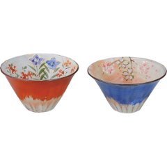 清水焼　青赤富士　ペア小鉢 BSA972の画像