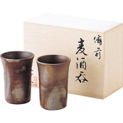 備前焼　山天窯　棧切り　組麦酒呑揃 S-72の画像