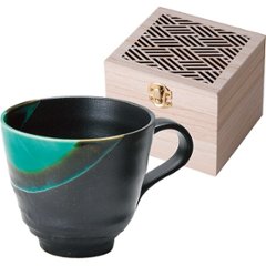 釉彩　マグ（木箱入） 緑 YYS-1051Bの画像