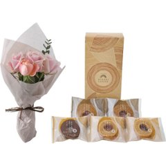 ホシファーム　ローズブーケ５本＆ひかりがさねふんわりバーム詰合せ スイート（ピンク系） FMIｰ02Fの画像