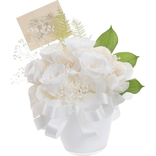 プリザーブド仏花　白蓮 ncr-25-bk03画像