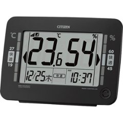 シチズン　環境目安表示付きデジタル電波時計 黒 8RZ232-002の画像