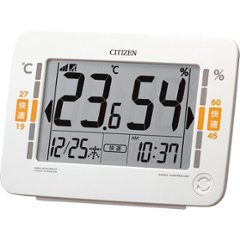 シチズン　環境目安表示付きデジタル電波時計 白 8RZ232-003の画像