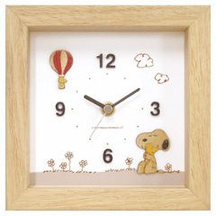 ピーナッツ　ウッドパーツクロック卓上 ナチュラル 130968の画像