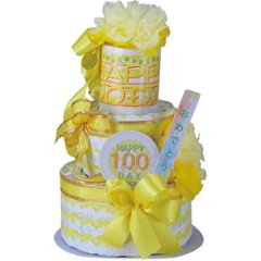 おむつｄｅケーキ　１００ＤＡＹ　ＭＥＭＯＲＹ　２段 イエロー 25-004-100DAYの画像