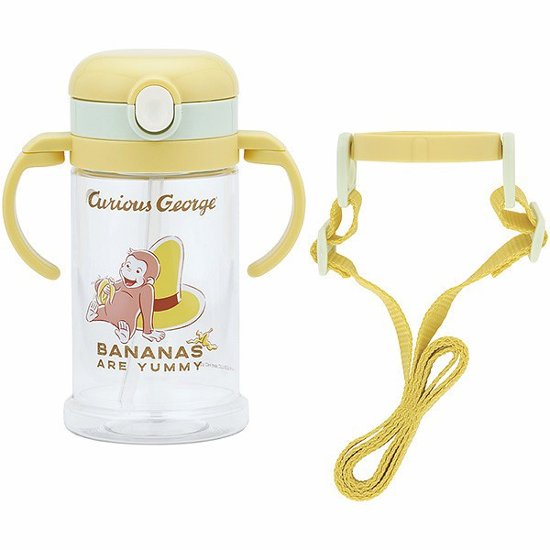 折りたたみ式両手ハンドル＆ショルダーベルト付ストローマグ おさるのジョージ KSHW2Nおさるのｼﾞｮｰｼﾞ画像