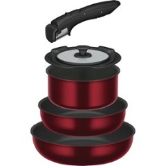 サーモス　取っ手のとれるフライパン５点セット ディープレッド KSD-5ADRの画像