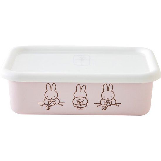富士ホーロー　ミッフィーパステル　浅型角容器Ｍ ピンク MFP-M.P画像