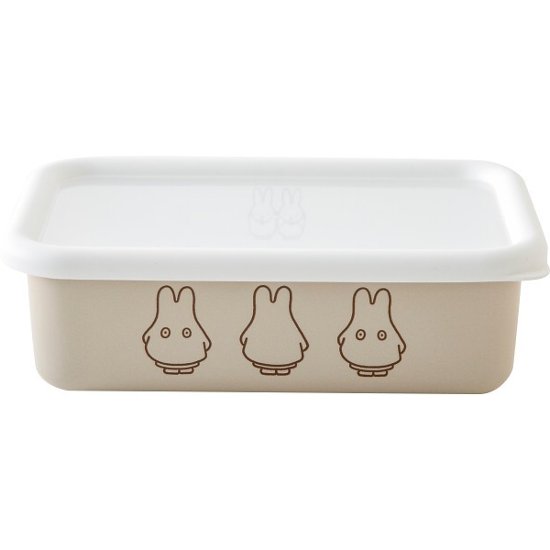 富士ホーロー　ミッフィーパステル　浅型角容器Ｍ グレージュ MFP-M.GG画像