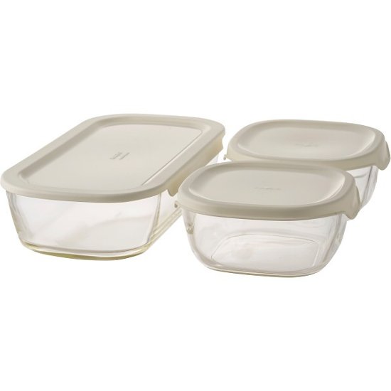 ハリオ　スタッキング耐熱ガラスコンテナＭ３個セット KSTLｰMｰ3006ｰOW画像