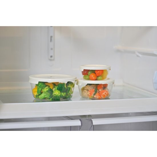 ハリオ　耐熱ガラス製保存容器　丸３個セット オフホワイト MSTｰ3018ｰOW画像