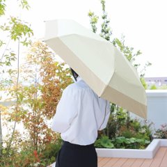 ジミージー　晴雨兼用ＵＶ加工　折りたたみ傘（５５ｃｍ）遮熱タイプ オフホワイト・ベージュ２ 1759909画像
