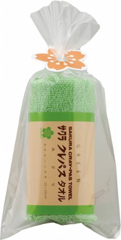 クレパスタオル　タオルハンカチ（グリーン） CR23050-GR の画像
