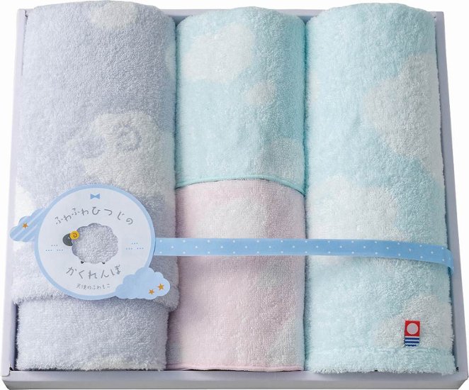 天使のふわもこ　ふわふわひつじ　今治タオルセット　フェイスタオル・ウォッシュタオル・タオルハンカチ2P FH-525 画像