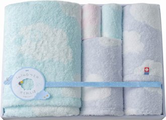 天使のふわもこ　ふわふわひつじ　今治タオルセット　バスタオル・フェイスタオル・ウォッシュタオル・タオルハンカチ2P FH-550 の画像