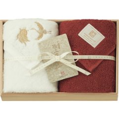 極上タオルｓｕｐｅｒｉｏｒ慶賀　フェイスタオル２枚セット（木箱入） レッド GKG8050RDの画像