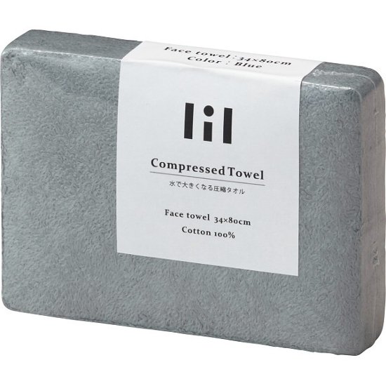 リル　水で大きくなる圧縮タオル　フェイスタオル ブルー LIL1075画像