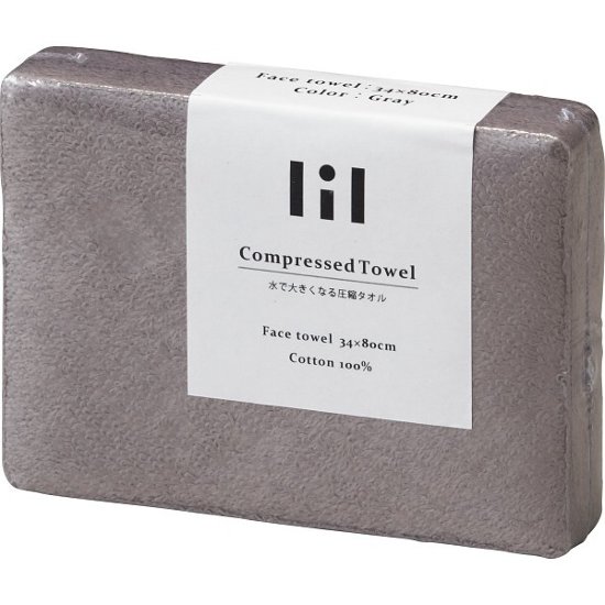 リル　水で大きくなる圧縮タオル　フェイスタオル グレー LIL1075画像