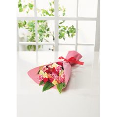 【母の日専用】７色スプレーカーネーションブーケ商品のお届け期間：5.6(水)～5.10(日)。5月6日以降のご注文は「遅れてごめんね」対応となります。の画像