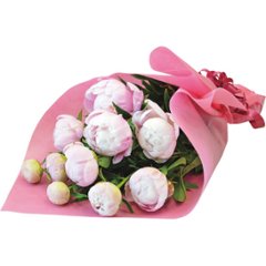 【母の日専用】シャクヤクの花束商品のお届け期間：5.6(水)～5.10(日)。5月6日以降のご注文は「遅れてごめんね」対応となります。の画像