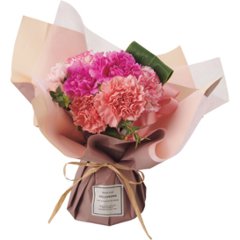 【母の日専用】そのまま飾れる　母の日ブーケ ピンク商品のお届け期間：5.6(水)～5.10(日)。5月6日以降のご注文は「遅れてごめんね」対応となります。の画像