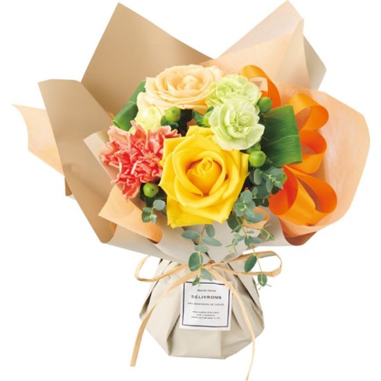 【母の日専用】そのまま飾れる　母の日ブーケ イエロー商品のお届け期間：5.6(水)～5.10(日)。5月6日以降のご注文は「遅れてごめんね」対応となります。画像