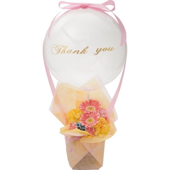 【母の日専用】フラワー×バルーンアレンジ　サンキュー商品のお届け期間：5.6(水)～5.10(日)。5月6日以降のご注文は「遅れてごめんね」対応となります。画像