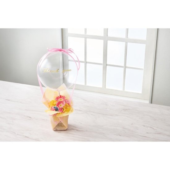 【母の日専用】フラワー×バルーンアレンジ　サンキュー商品のお届け期間：5.6(水)～5.10(日)。5月6日以降のご注文は「遅れてごめんね」対応となります。画像