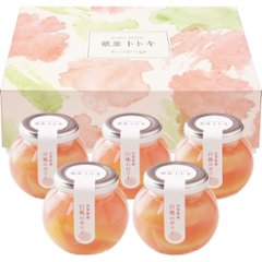 【母の日専用】銀座トトキ監修　山形県産白桃のゼリー（５個）商品のお届け期間：5.6(水)～5.10(日)。4月27日以降のご注文は「遅れてごめんね」対応となります。の画像