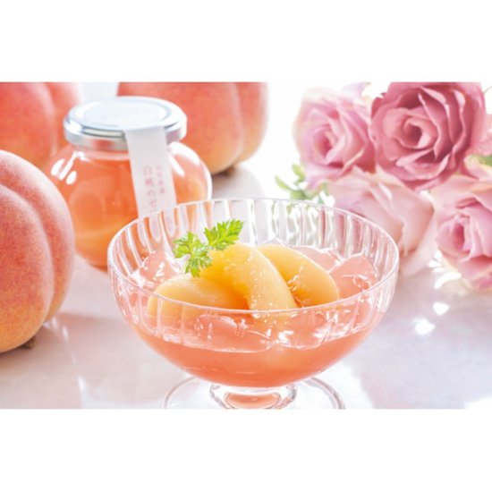 【母の日専用】銀座トトキ監修　山形県産白桃のゼリー（５個）商品のお届け期間：5.6(水)～5.10(日)。4月27日以降のご注文は「遅れてごめんね」対応となります。画像