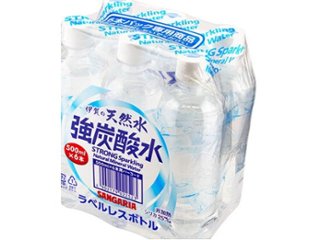 サンガリア伊賀の強炭酸水Ｐ５００×６本ラベルレス ×4 【全国送料無料】(一部地域別途)の画像