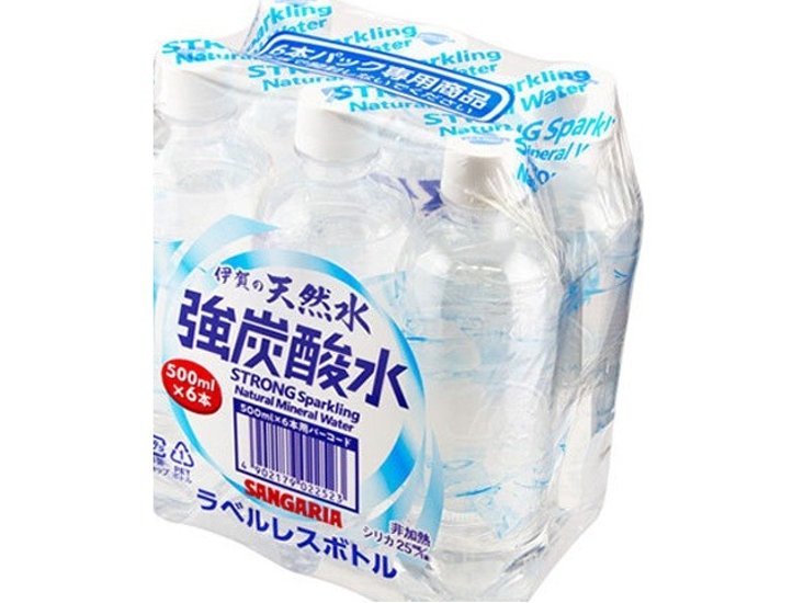 サンガリア伊賀の強炭酸水Ｐ５００×６本ラベルレス ×4 【全国送料無料】(一部地域別途)画像