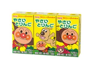 明治 アンパンマンやさいとりんご１２５ｍｌ×３Ｐ ×12 【全国送料無料】(一部地域別途)の画像