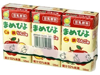マルサン まめぴよ りんご味紙１２５ｍｌ３連 ×8 【全国送料無料】(一部地域別途)の画像