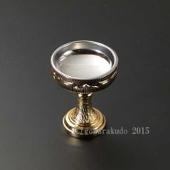 仏飯器・ブッキ（ご飯の入れ物）／真鍮DK製　本金メッキ（蓮ブッキ）　１．8寸 の画像
