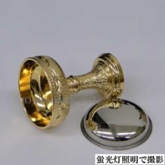 仏飯器・ブッキ（ご飯の入れ物）／真鍮DK製　本金メッキ（蓮ブッキ）　１．8寸 画像
