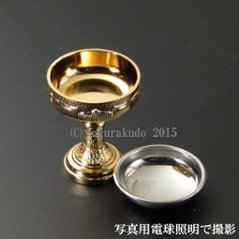 仏飯器・ブッキ（ご飯の入れ物）／真鍮DK製　本金メッキ（蓮ブッキ）　１．8寸 画像