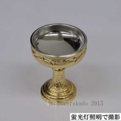 仏飯器・ブッキ（ご飯の入れ物）／真鍮DK製　本金メッキ（蓮ブッキ）　１．8寸 画像