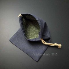 御朱印帳(巾着袋付)紺/利休（京都 彩工房）画像