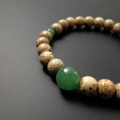 数珠ブレス 星月菩提樹 尺2玉 翡翠入り画像