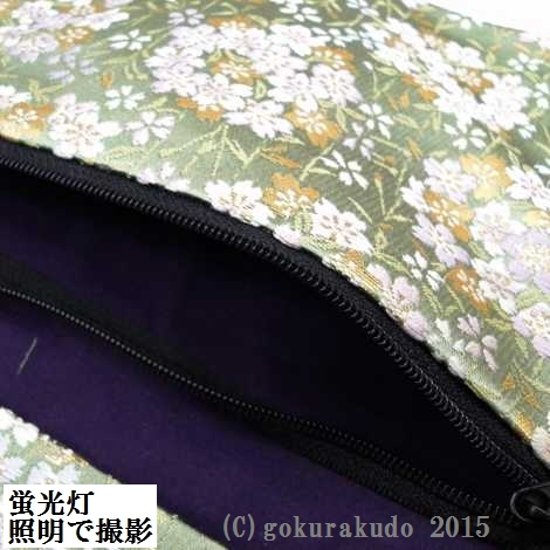 経本数珠入れ ハーフサイズ  (正絹) 淡い緑地（G-2-H） 画像