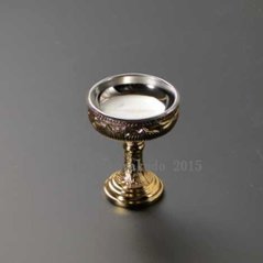 仏飯器・ブッキ（ご飯の入れ物）／真鍮DK製　本金メッキ（蓮ブッキ）　１．６寸 の画像