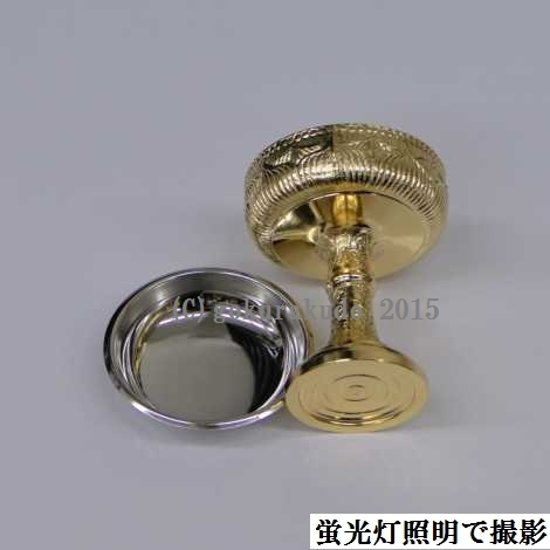 仏飯器・ブッキ（ご飯の入れ物）／真鍮DK製　本金メッキ（蓮ブッキ）　１．６寸 画像