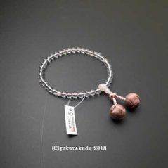 数珠 女性用 本水晶（親・２天・ボサ）ローズクオーツ入 利休房の画像