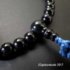 数珠 女性用 総ブラックオニキス ブルー利休房画像