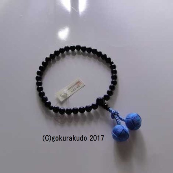 数珠 女性用 総ブラックオニキス ブルー利休房画像