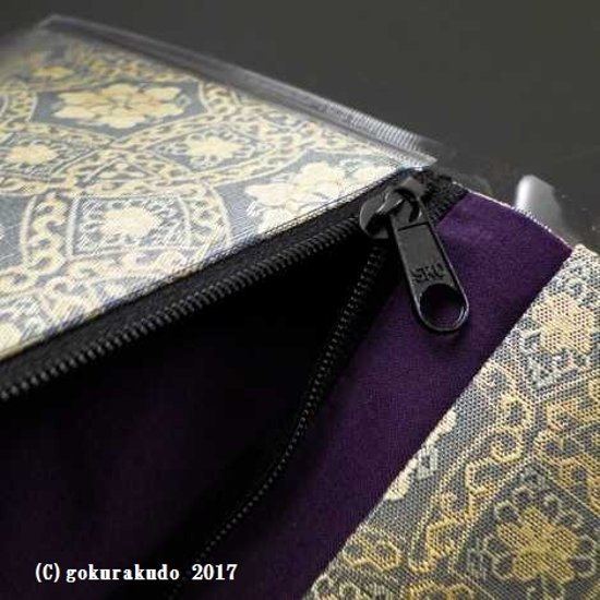 経本数珠入れ フルサイズ 白茶ペルシャ華紋蜀甲(正絹)-H画像